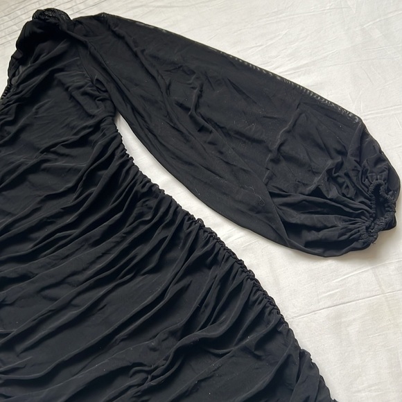 NWT LOGENE One Shoulder Puff Long Sleeve Ruched Bodycon Mini Dress - Picture 7 of 9